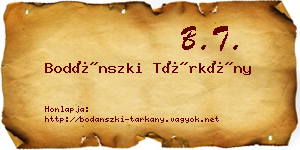 Bodánszki Tárkány névjegykártya